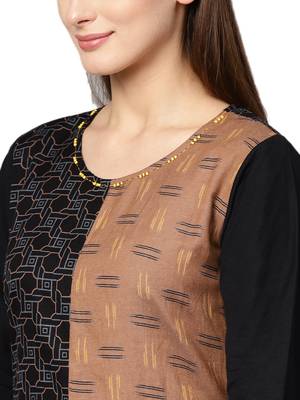 Black printed cotton kurtas-and-kurtis 5