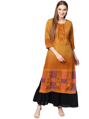 Mustard printed liva kurtas-and-kurtis 1