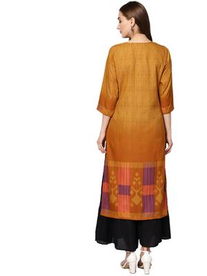 Mustard printed liva kurtas-and-kurtis 2