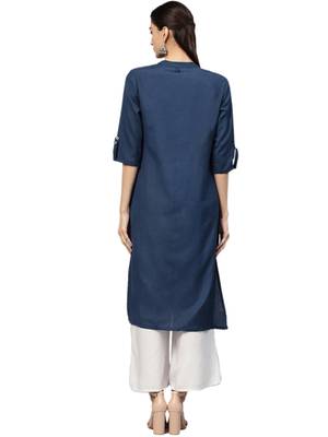 Navy-blue plain liva kurtas-and-kurtis 2
