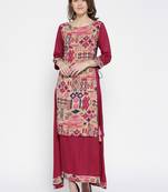 Beige printed liva kurtas-and-kurtis