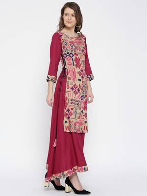 Beige printed liva kurtas-and-kurtis 4