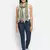 Dark Green & Multicolor Striped Acrylic Stole