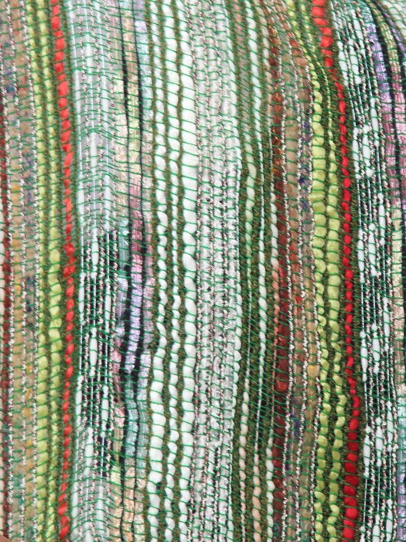 Dark Green & Multicolor Striped Acrylic Stole