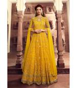 Yellow embroidered net salwar