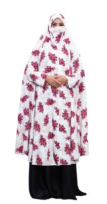 Printed Viscose Lycra Chaderi Abaya Burqa For Women (Pink) 2