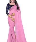Baby pink printed nazneen saree with blouse