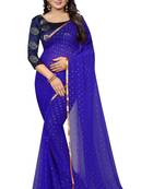 Blue printed nazneen saree with blouse