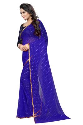 Blue printed nazneen saree with blouse 2