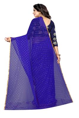 Blue printed nazneen saree with blouse 3