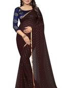 Brown printed nazneen saree with blouse