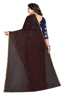 Brown printed nazneen saree with blouse 3
