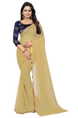 Cream printed nazneen saree with blouse 1