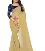 Cream printed nazneen saree with blouse