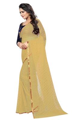 Cream printed nazneen saree with blouse 2