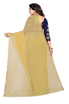 Cream printed nazneen saree with blouse 3