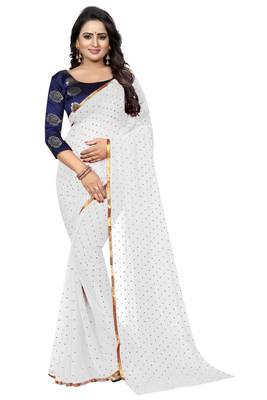 White printed nazneen saree with blouse 1