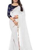 White printed nazneen saree with blouse