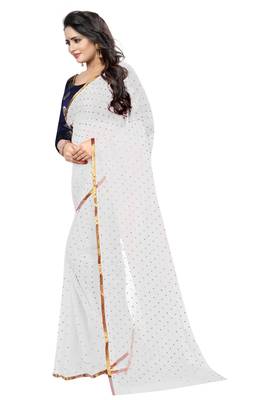 White printed nazneen saree with blouse 2