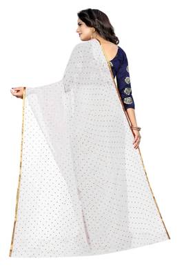 White printed nazneen saree with blouse 3