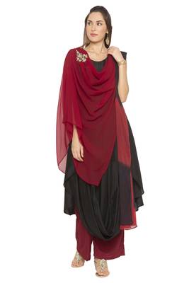 Maroon Embroidered Cotton Salwar 1