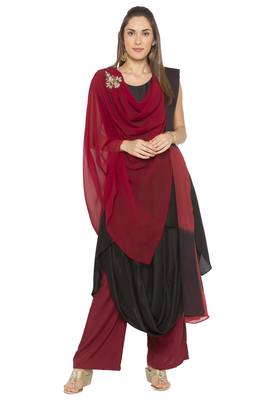 Maroon Embroidered Cotton Salwar 2