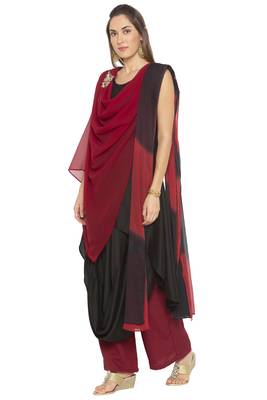 Maroon Embroidered Cotton Salwar 3