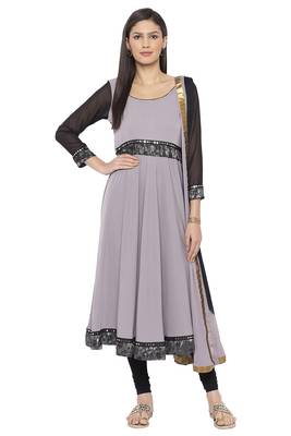 Grey Plain Crepe Salwar 1