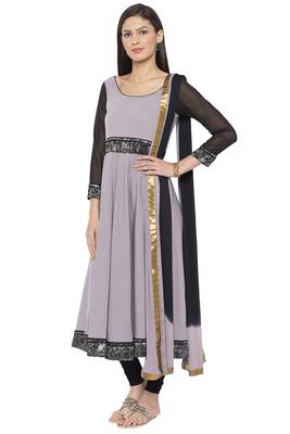 Grey Plain Crepe Salwar 3