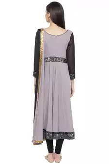 Grey Plain Crepe Salwar