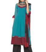 Green Embroidered Georgette Salwar