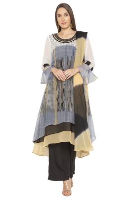 Grey Printed Georgette Salwar 1