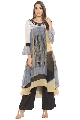 Grey Printed Georgette Salwar 2