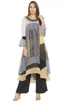 Grey Printed Georgette Salwar