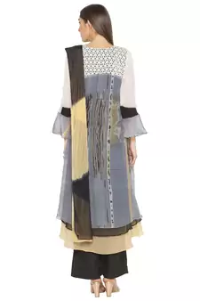 Grey Printed Georgette Salwar