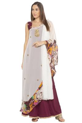 Cream Embroidered Georgette Salwar 1