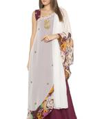 Cream Embroidered Georgette Salwar