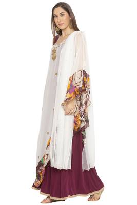 Cream Embroidered Georgette Salwar 3