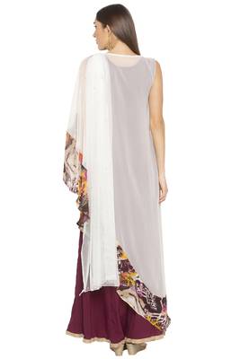 Cream Embroidered Georgette Salwar 4
