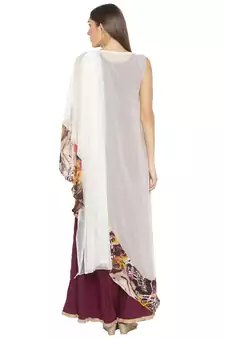 Cream Embroidered Georgette Salwar