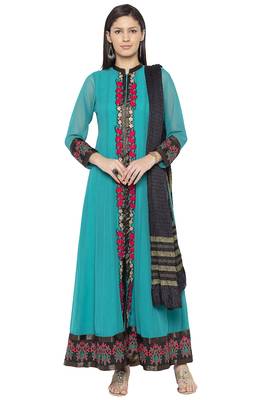Green Embroidered Georgette Salwar 1