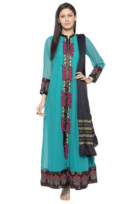 Green Embroidered Georgette Salwar 2