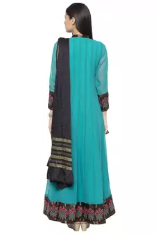 Green Embroidered Georgette Salwar