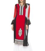 Red Embroidered Crepe Salwar