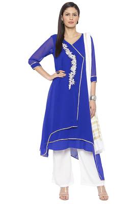 Blue Embroidered Georgette Salwar 1