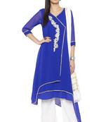 Blue Embroidered Georgette Salwar