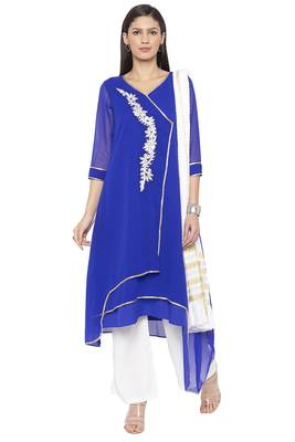 Blue Embroidered Georgette Salwar 2