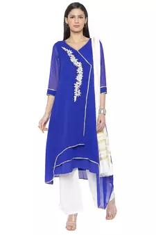 Blue Embroidered Georgette Salwar