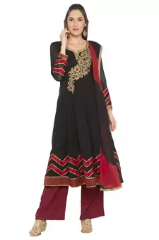 Black Embroidered Georgette Salwar