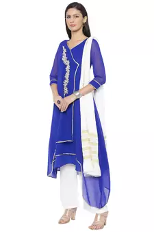 Blue Embroidered Georgette Salwar